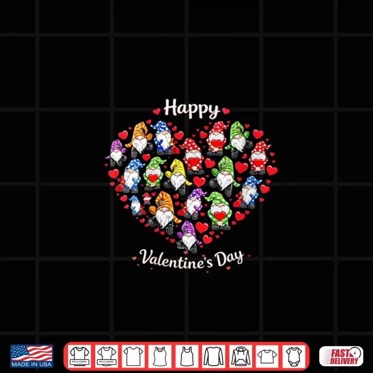 Design Happy Valentines Day Gnome with Heart Kawaii Gnome Valentin Shirt