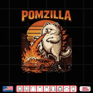 Design Pomzilla Pomeranian Dog Vintage Monster Pom Dog Lover Shirt