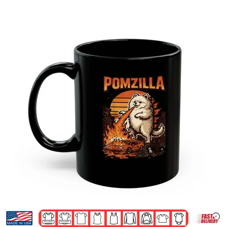Pomzilla Pomeranian Dog Vintage Monster Pom Dog Lover Shirt 3 Mug Pomzilla Pomeranian Dog Vintage Monster Pom Dog Lover Shirt