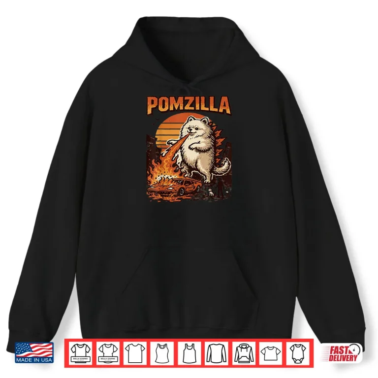 Pomzilla Pomeranian Dog Vintage Monster Pom Dog Lover Shirt 2 Hoodie Pomzilla Pomeranian Dog Vintage Monster Pom Dog Lover Shirt