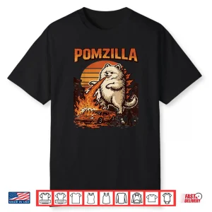 Pomzilla Pomeranian Dog Vintage Monster Pom Dog Lover Shirt