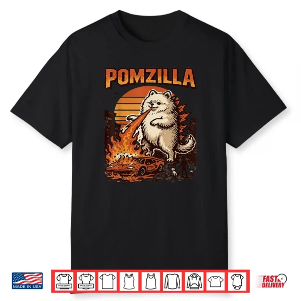 Pomzilla Pomeranian Dog Vintage Monster Pom Dog Lover Shirt