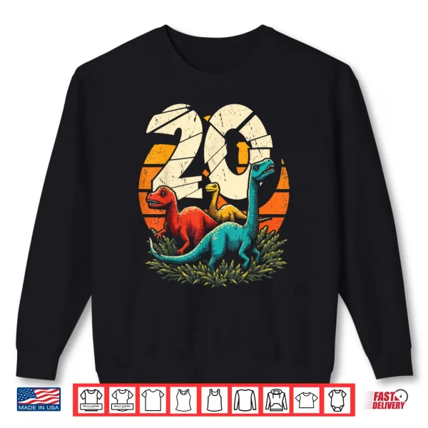 Sweatshirt 20th Birthday TRex Dinosaur 20 Year Old Shirt