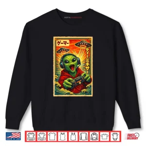 Sweatshirt Japanese Retro Vintage UFO Alien Gamer Shirt