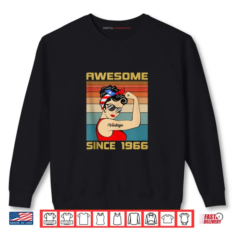 Sweatshirt 60th Birthday Gift 60 Years Old Retro Vintage 1966 Shirt