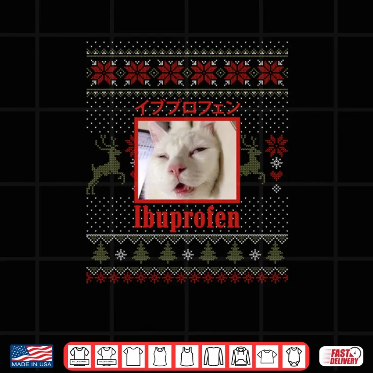 Design Ibuprofen Cat Hilarious Xmas Cat Meme Shirt