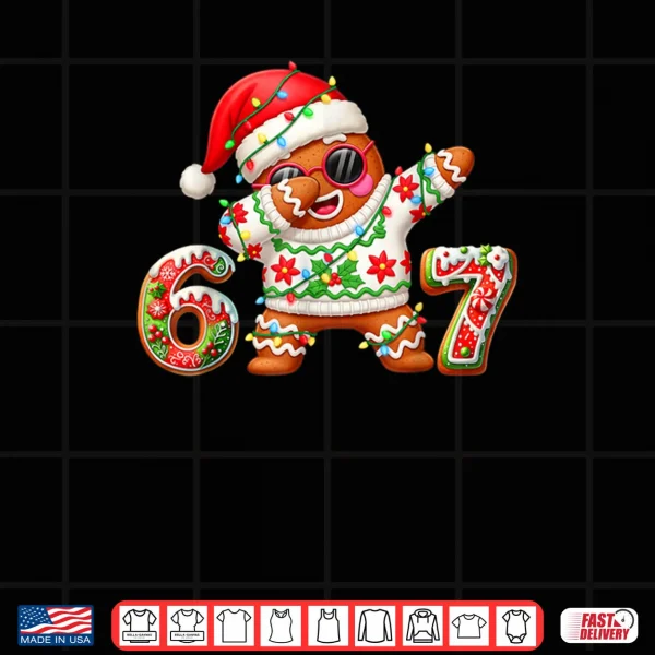 Design Gingerbread Six Seven 67 Ice Cream Drip Christmas Shirt 1