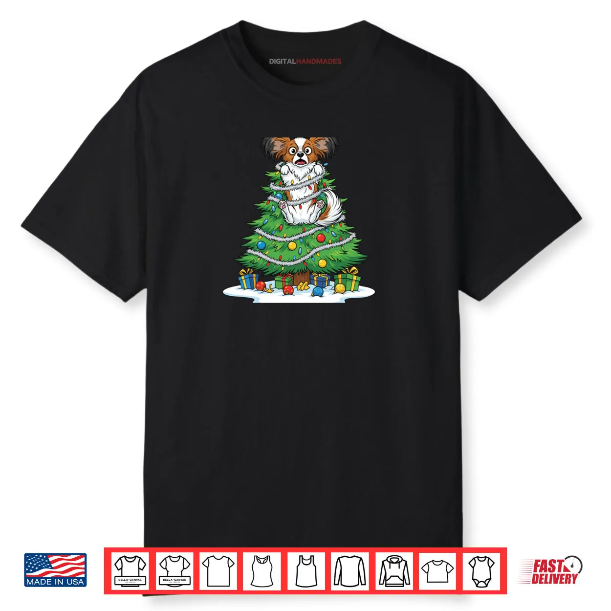Christmas Tree Papillon Dog Shirt Christmas Tree Papillon Dog Shirt
