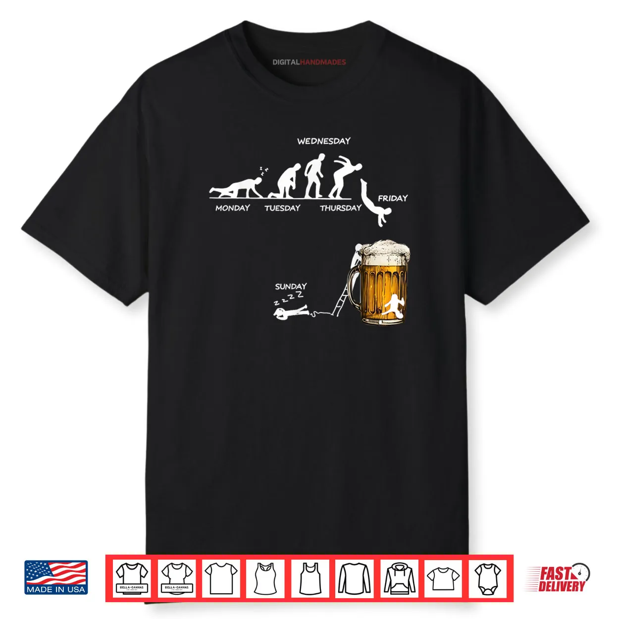 Monday Tuesday Thursday Friday Saturday Sunday Beer Drinking Shirt Monday Tuesday Thursday Friday Saturday Sunday Beer Drinking Shirt