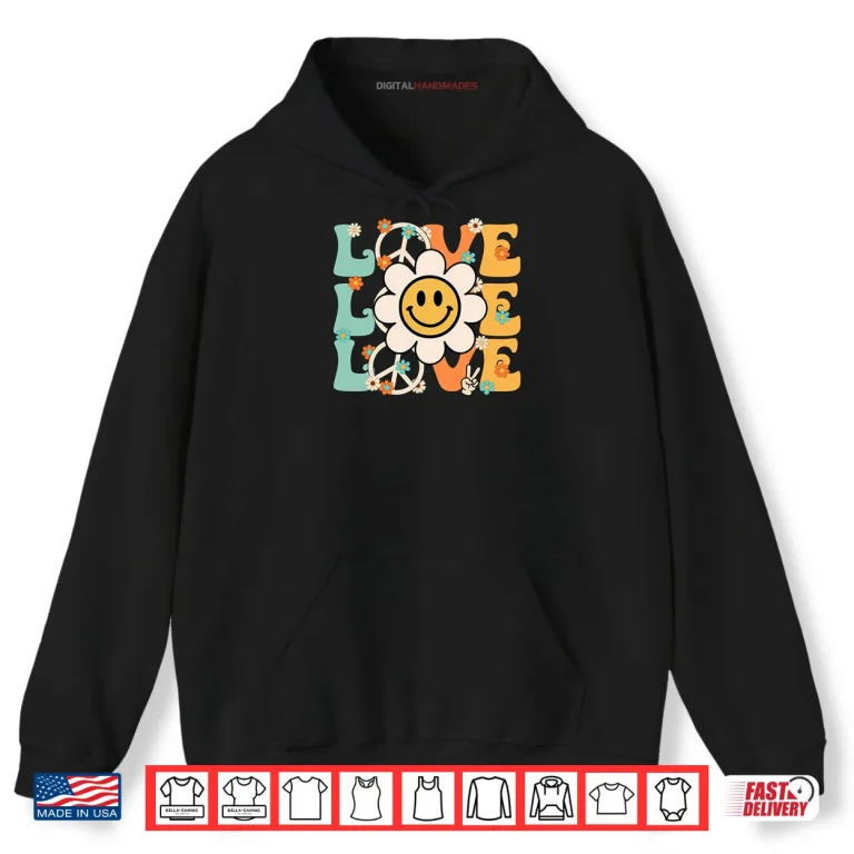 Hoodie Peace Sign Love Flower 60S 70S Tie Dye Hippie Costume Shirt