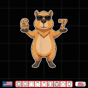 Design 67 Capybara Sunglasses Gen Alpha Slang Funny six Seven Meme Shirt