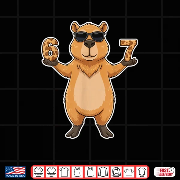 67 Capybara Sunglasses Gen Alpha Slang Funny six Seven Meme Shirt 4 Design 67 Capybara Sunglasses Gen Alpha Slang Funny six Seven Meme Shirt