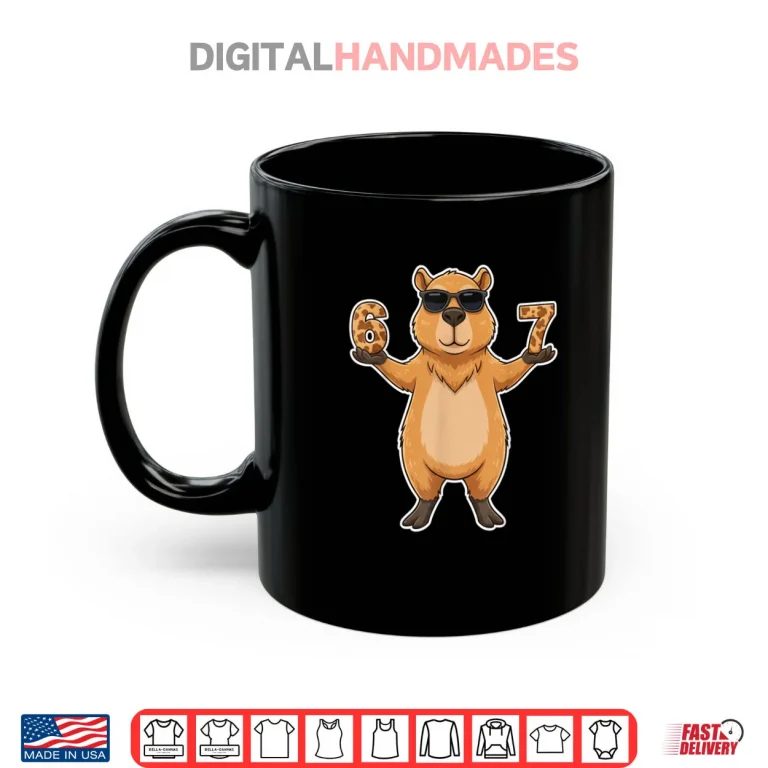 Mug 67 Capybara Sunglasses Gen Alpha Slang Funny six Seven Meme Shirt