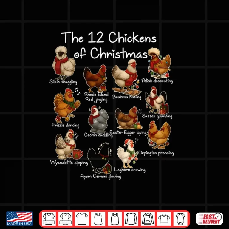 Design The 12 Chickens of Christmas Farm Animal Cute Xmas Holiday Shirt
