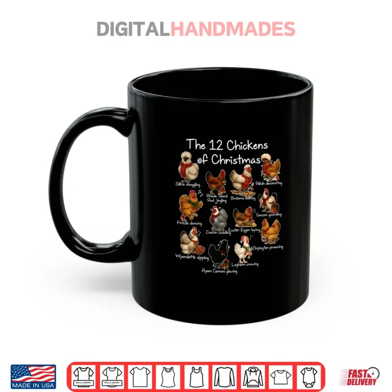 Mug The 12 Chickens of Christmas Farm Animal Cute Xmas Holiday Shirt
