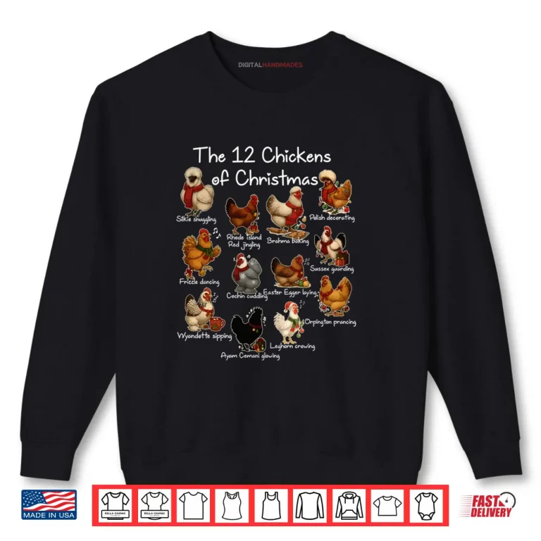 Sweatshirt The 12 Chickens of Christmas Farm Animal Cute Xmas Holiday Shirt