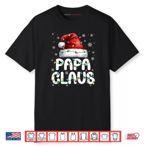 Papa Claus Santa Hat Christmas Lights Pajama Family Matching Shirt
