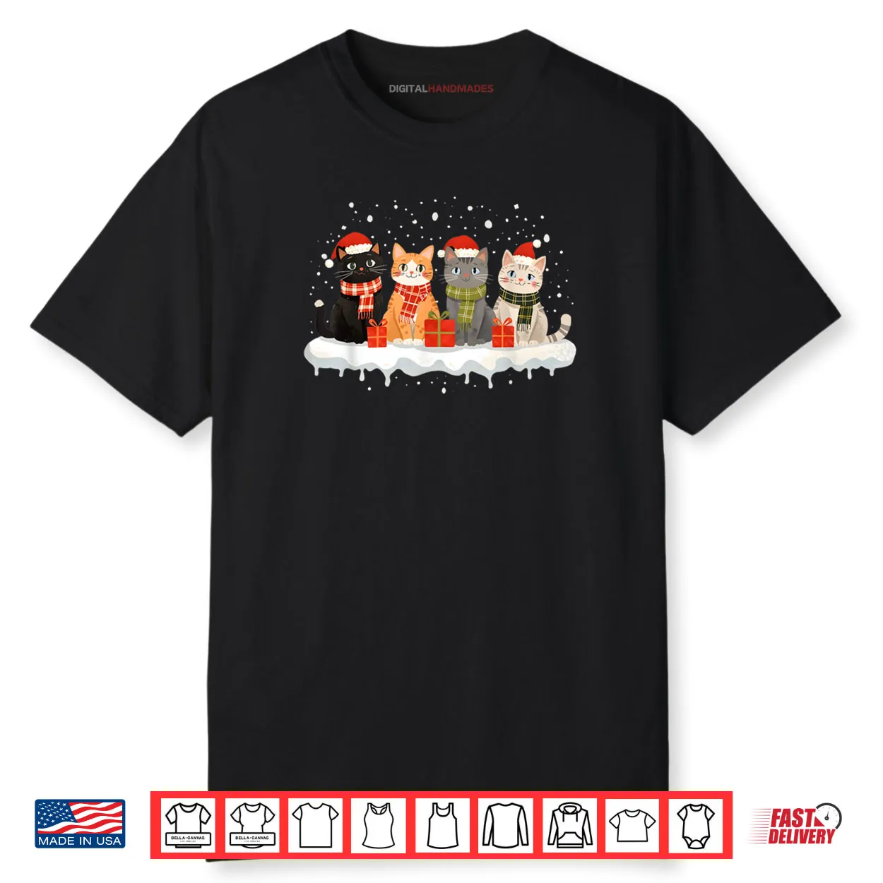 Cat Christmas Light Reindeer Santa Christmas Cat Lover Xmas Shirt Cat Christmas Light Reindeer Santa Christmas Cat Lover Xmas Shirt