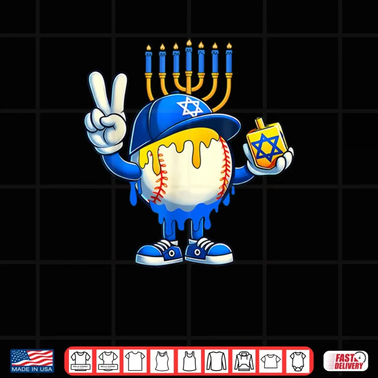 Design Baseball Ice Cream Drip Dreidel Happy Hanukkah Shirt