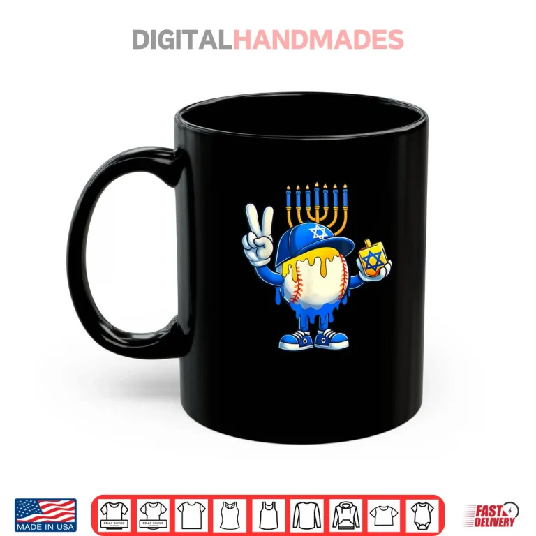 Mug Baseball Ice Cream Drip Dreidel Happy Hanukkah Shirt