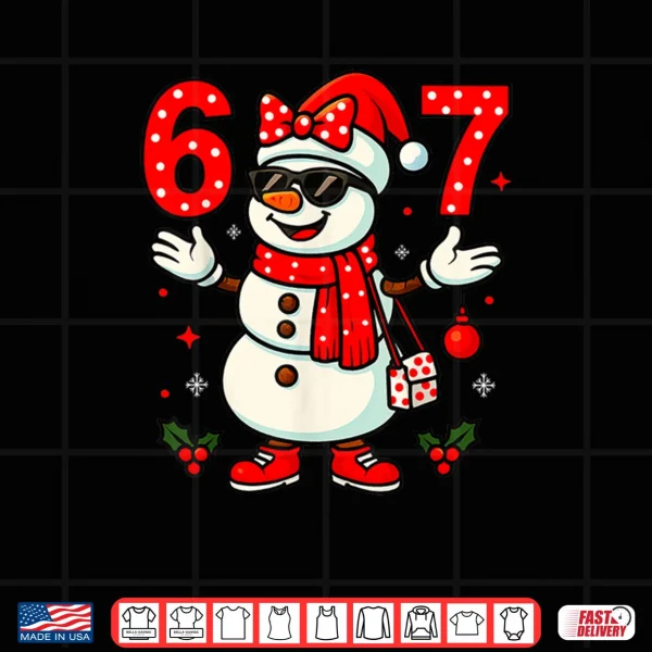 Design 6 7 Christmas Women Bow Snowman six Seven Teacher Shirt