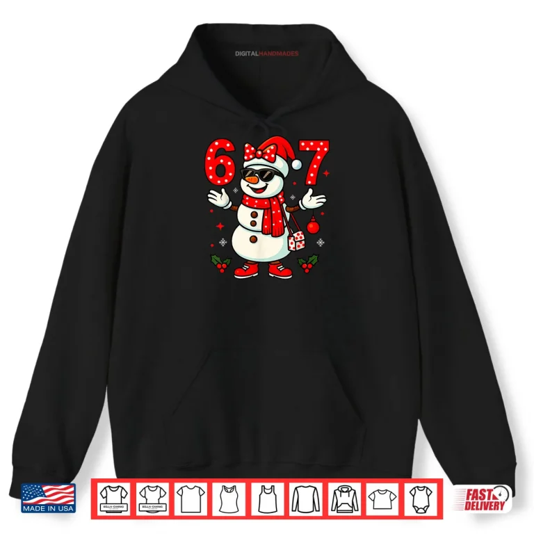 Hoodie 6 7 Christmas Women Bow Snowman six Seven Teacher Shirt