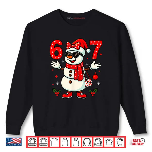 Sweatshirt 6 7 Christmas Women Bow Snowman six Seven Teacher Shirt