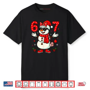 6 7 Christmas Women Bow Snowman six Seven Teacher Shirt
