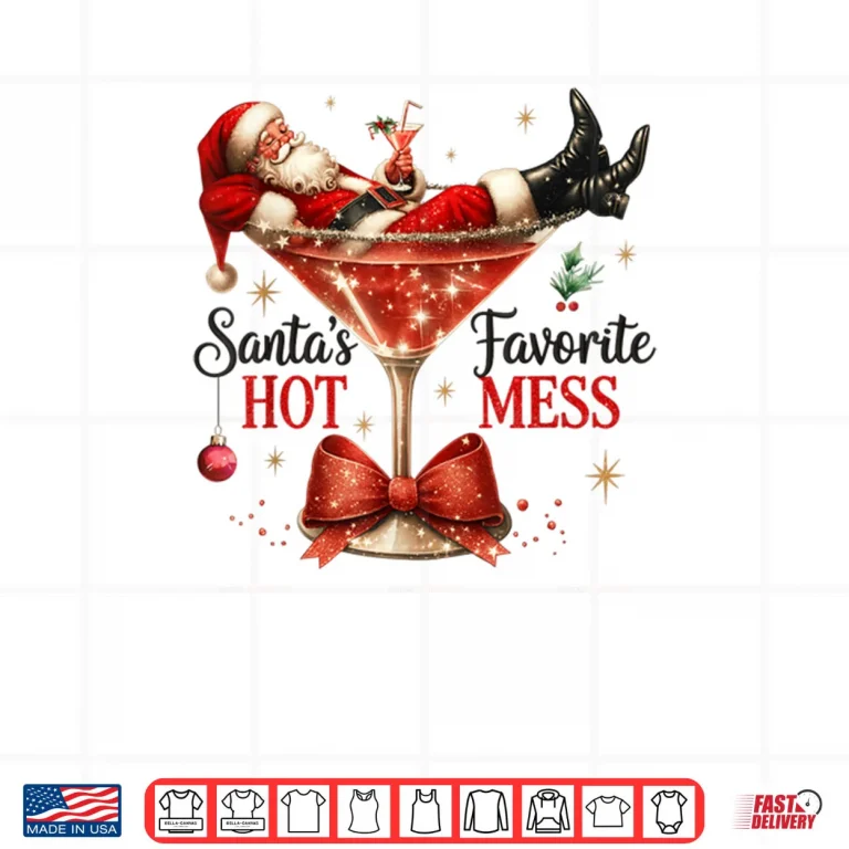 Design Santa Hot Mess Christmas Cocktail Martini Shirt 1