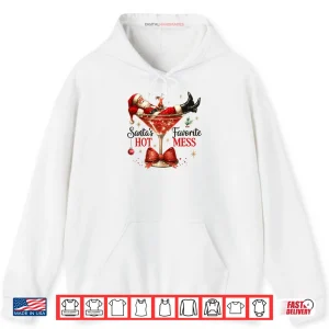 Hoodie Santa Hot Mess Christmas Cocktail Martini Shirt 1