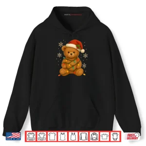 Teddy Bear Christmas Tree Lights Santa Hat for Bears Xmas Shirt 2 Hoodie Teddy Bear Christmas Tree Lights Santa Hat for Bears Xmas Shirt 1