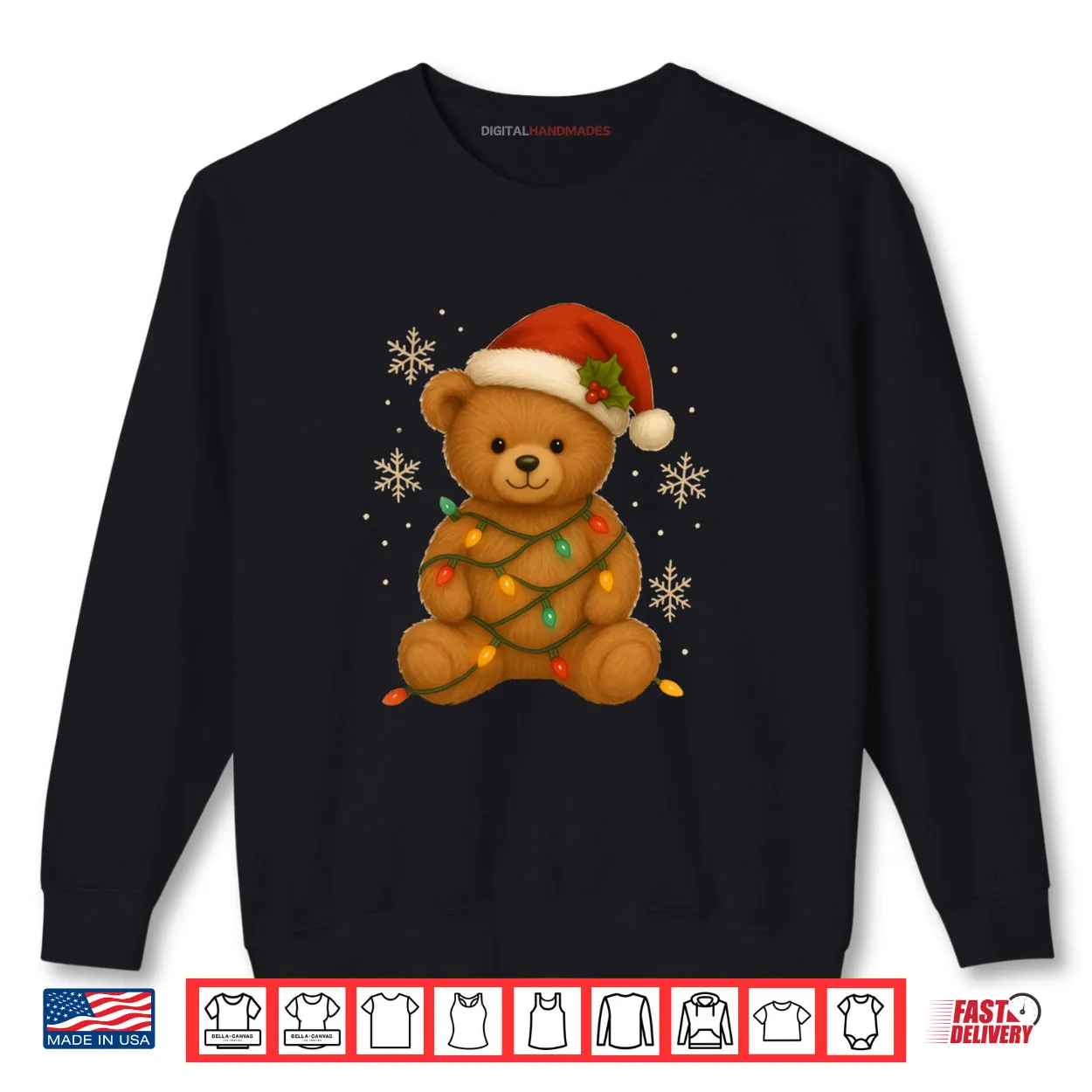 Teddy Bear Christmas Tree Lights Santa Hat for Bears Xmas Shirt Teddy Bear Christmas Tree Lights Santa Hat for Bears Xmas Shirt