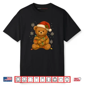 Teddy Bear Christmas Tree Lights Santa Hat for Bears Xmas Shirt
