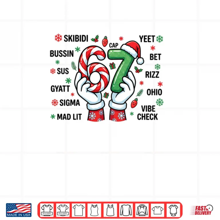 Design 67 Six Seven Christmas Joke 6 7 Meme Boys Girls Teens Shirt 1