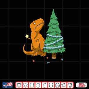 Design The Struggle is Real Sad T Rex Decorating Christmas Tree Shirt