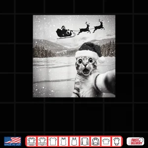 Cat Selfie with Santa Shirt 4 Design Cat Selfie with Santa Shirt