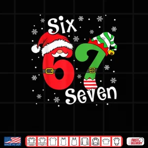 Design Six Seven 67 Meme 6 7 Elf Santa Christmas Pajamas Shirt