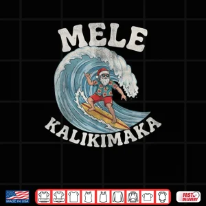 Design Mele Kalikimaka Santa Surfing Hawaii Christmas Shirt