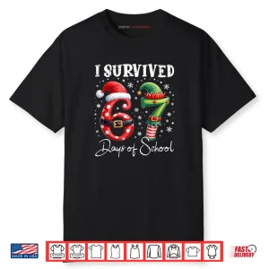I Survived 67 Days of School Christmas Candy Cane Six Seven Shirt