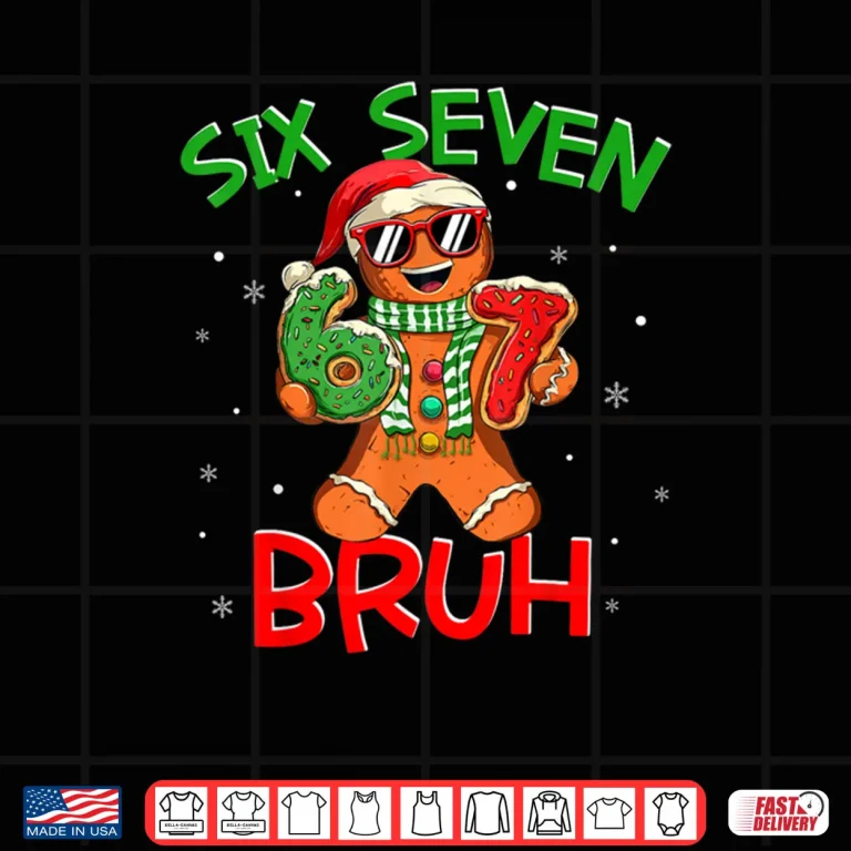 Design 67 Christmas 6 7 Meme Gingerbread Man Xmas Pajamas Holiday Shirt 2
