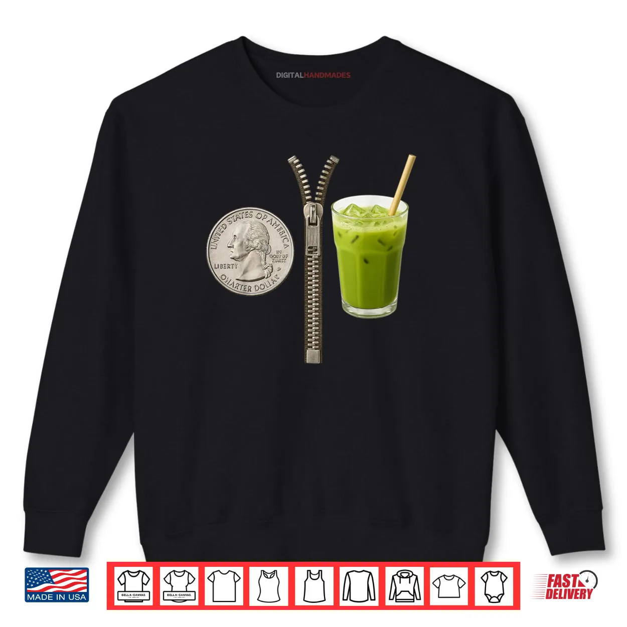 Quarter Zips and Matcha Funny Meme Saying Shirt Quarter Zips and Matcha Funny Meme Saying Shirt