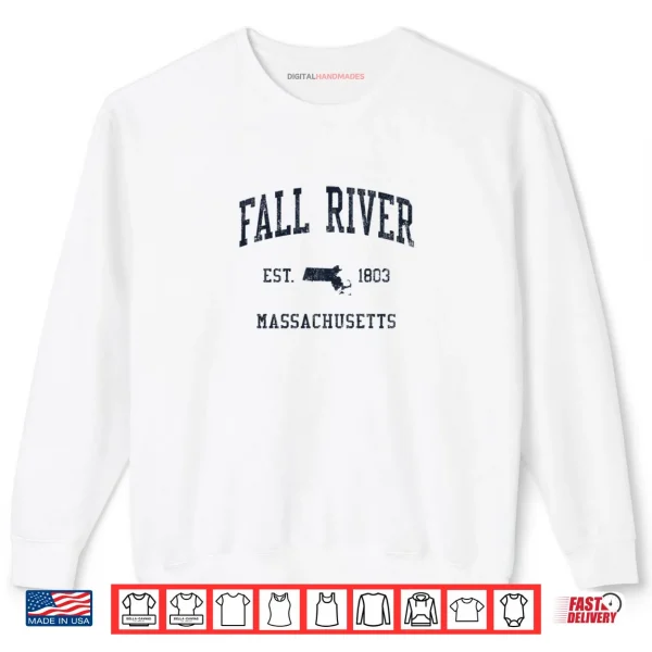 Sweatshirt Fall River MA JN1 Vintage Athletic Blue Design Shirt