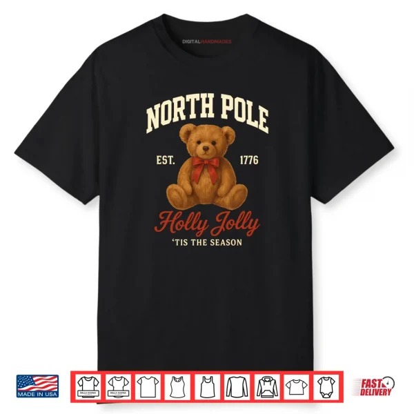 Cute North Pole Teddy Bear College Athletic Style Sweater Shirt