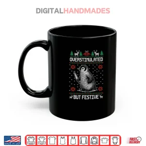 Overstimulated But Festive Penguin Christmas Xmas Pajama Shirt 3 Mug Overstimulated But Festive Penguin Christmas Xmas Pajama Shirt 1