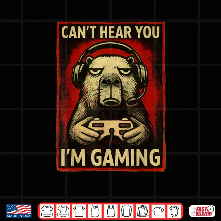 Design Capybara Gamer Graphic Tee Men Boys Teens Video Gaming Shirt 1