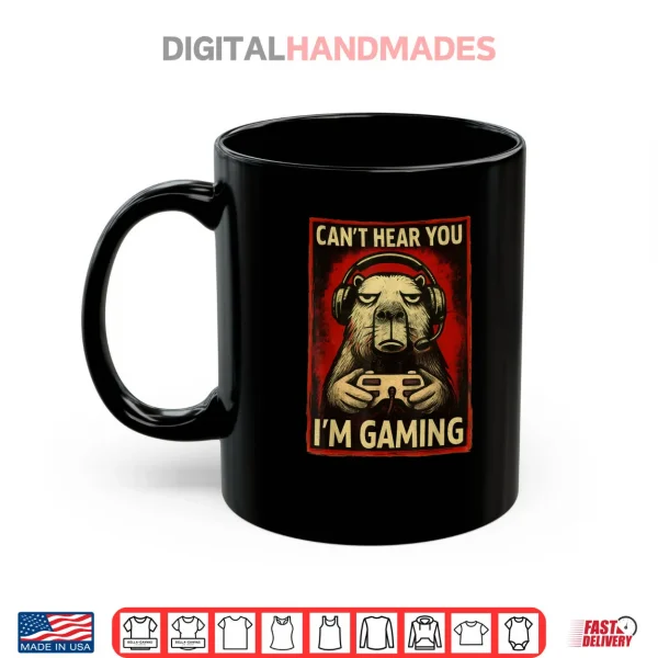 Capybara Gamer Graphic Tee Men Boys Teens Video Gaming Shirt 3 Mug Capybara Gamer Graphic Tee Men Boys Teens Video Gaming Shirt 1
