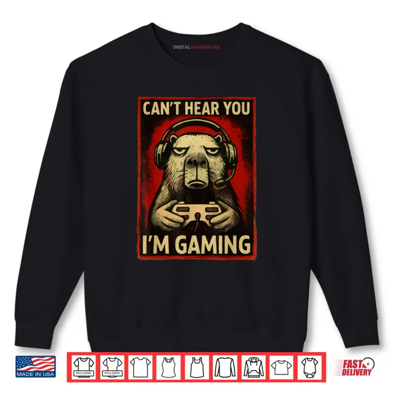 Sweatshirt Capybara Gamer Graphic Tee Men Boys Teens Video Gaming Shirt 1