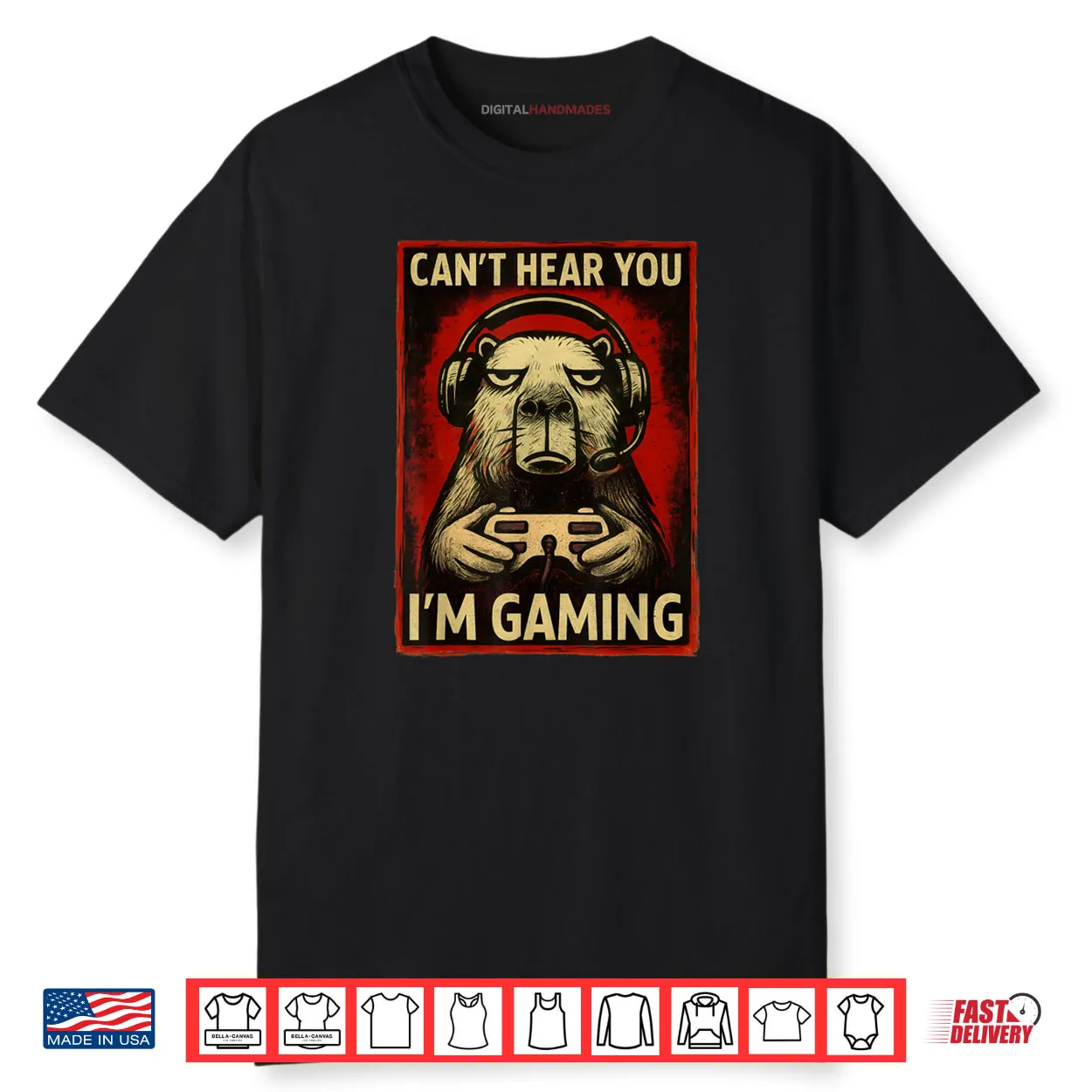 Capybara Gamer Graphic Tee Men Boys Teens Video Gaming Shirt Capybara Gamer Graphic Tee Men Boys Teens Video Gaming Shirt