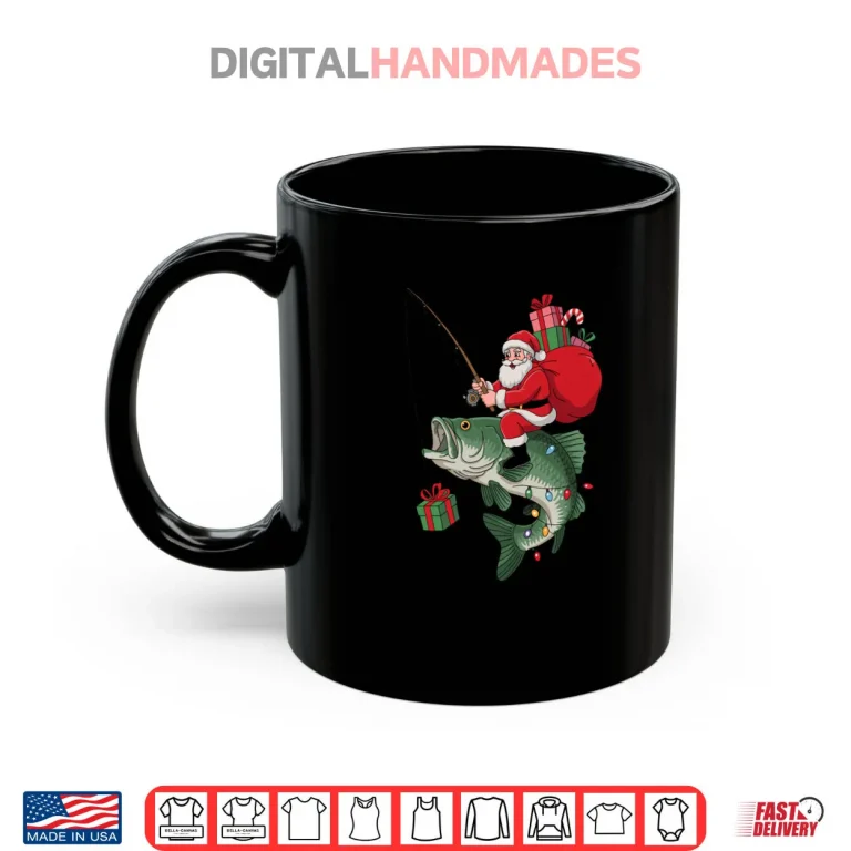 Mug Santa Claus Riding Fish Christmas Fishing Shirt