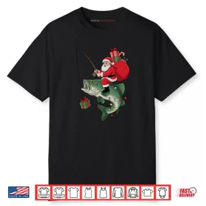 Santa Claus Riding Fish Christmas Fishing Shirt